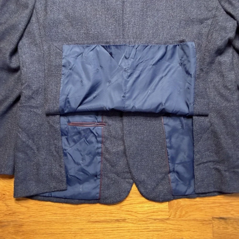 Jos A Bank 1905 Blazer Mens 48R Tailored Fit Blue Tweed Brrr Sport Coat Jacket